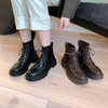 西遇内增高马丁靴女新款秋冬单靴复古低帮配裙子系带厚底短靴SS248550 商品缩略图0
