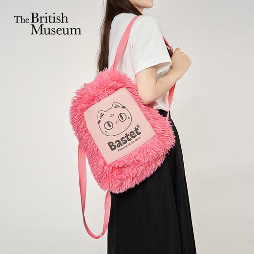 大英博物馆 盖亚·安德森猫和她的朋友们系列 长毛绒两用抽绳双肩包单肩包 玫粉色 商品图0