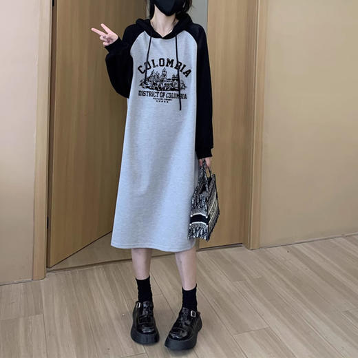 裁缝学苑AQ357长款卫衣裙纸样女装新款连帽插肩袖长袖过膝连衣裙版型 商品图2