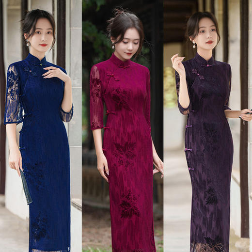 复古国风年轻款，日常可穿长款中袖旗袍GX-22573 商品图0