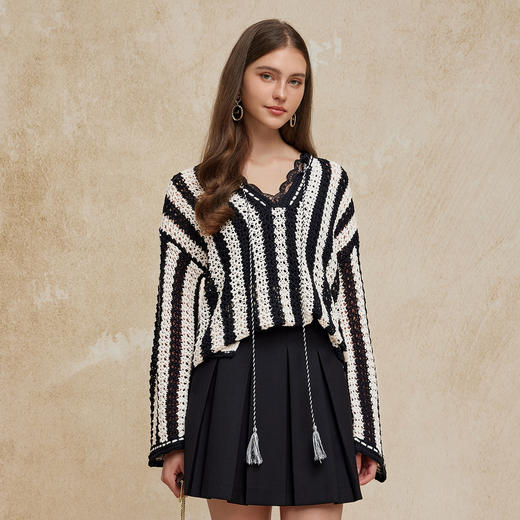 PG635斯尔丽2024秋季新款设计感花法式浪漫针织上衣减龄时尚显瘦针织衫 商品图2