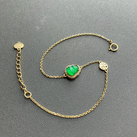 高冰种阳绿翡翠葫芦手链18k黄金钻石镶嵌