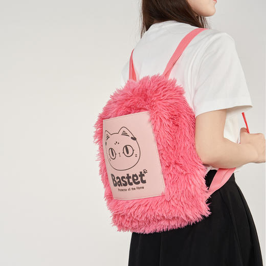大英博物馆 盖亚·安德森猫和她的朋友们系列 长毛绒两用抽绳双肩包单肩包 玫粉色 商品图1