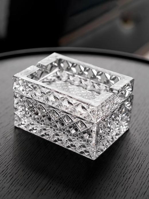 捷克进口水晶玻璃 两用双层雪茄盒烟灰缸 客厅办公室创意储物礼盒钻石雪茄双层烟缸12cm 商品图4