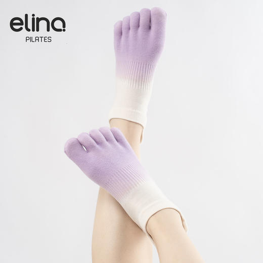 elina一恋2024 高密针织吊染五趾普拉提瑜伽防滑袜ELR2508 商品图5