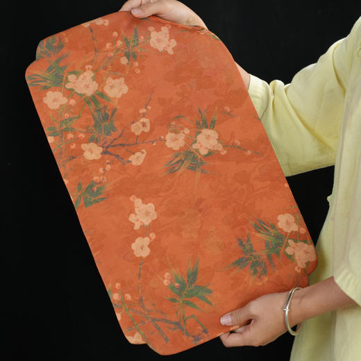 暗香疏影/香云纱/真丝香云纱双面设计干泡茶垫茶席50x30cm 商品图5
