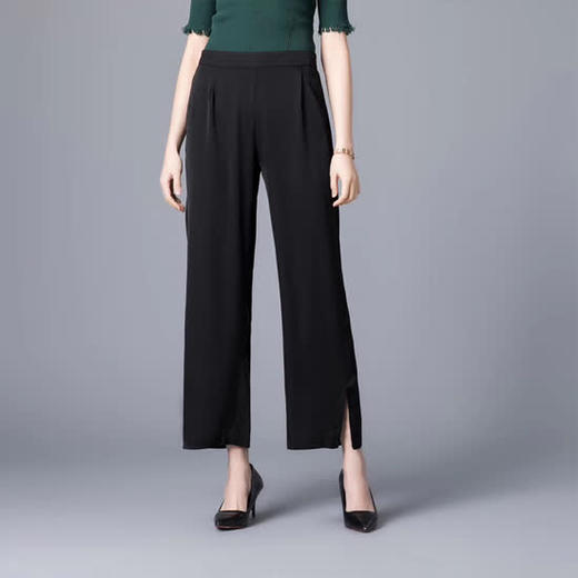 丁摩 纯色真丝条纹裤女士高腰休闲裤透气老板裤桑蚕丝裤20-144条纹DS399 商品图3