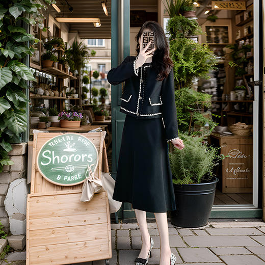 奢姿2024年秋季新款大码女装气质圆领套装胖妹妹时尚编织两件套9931952509 商品图3