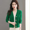CC-101-36808   V领针织开衫女士2024秋装小个子羊毛短款外搭麻花上衣毛衣外套女 商品缩略图2