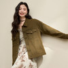 西遇咖色牛仔外套女新款宽松美式复古工装翻领水洗夹克13542553 商品缩略图3