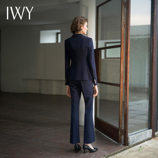 IWY/藏青色职业西装微喇裤两件套设计感高级气质时尚通勤干练C11355+P31356 商品图3