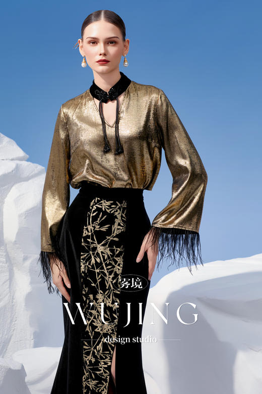 4202062 古潼怀金 特色涂层工艺面料上衣 雾境 商品图0