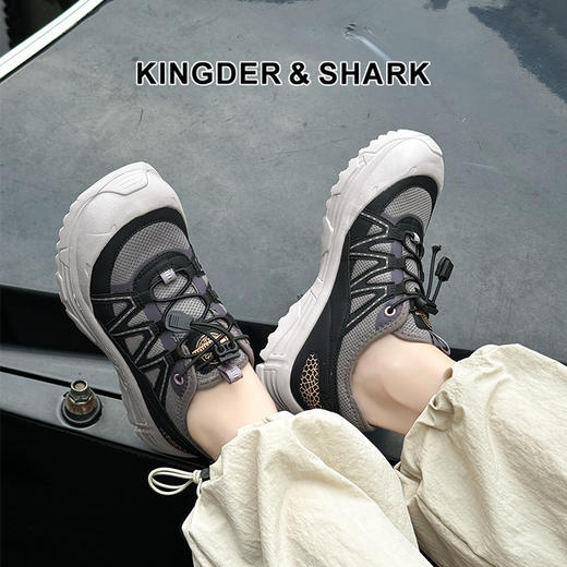 经典鲨2024年秋季新款时尚拼色透气舒适平底登山休闲鞋子女KW172-D37171 商品图0