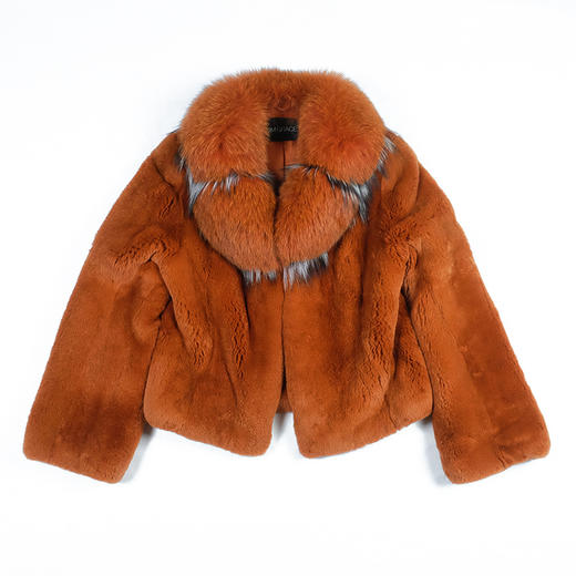 SIM GRACE 优雅夫人 进口西班牙獭兔毛狐狸毛镶银狐毛边短款外套 商品图3