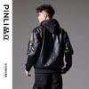 PINLI品立春季新款男士连帽PU皮夹克假两件外套潮GD243104267 商品缩略图3