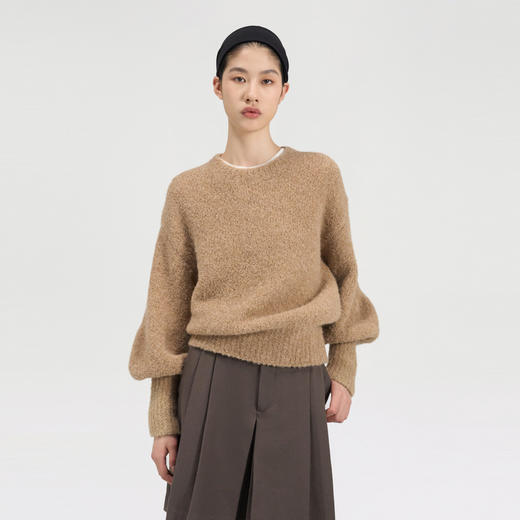 lost in echo2024秋冬新款高级慵懒宽松灯笼袖针织羊毛套头毛衣女 商品图3