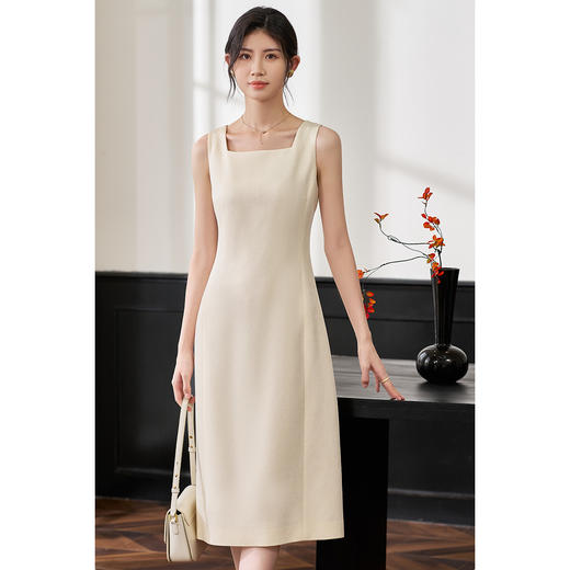米思阳2026春季新款法式赫本风高端醋酸连衣裙商务白色礼服背心裙 商品图3