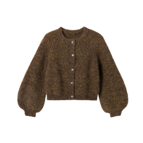 littletime女童针织衫2024秋冬新款森系混色毛衣女孩洋气毛衣开衫