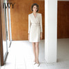 IWY/时尚优雅杏色连衣裙女秋冬长袖白领通勤西装裙主持人上镜工作服Q13323 商品缩略图0