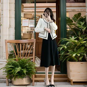 奢姿2024年秋季新款大码女装气质圆领套装胖妹妹时尚编织两件套9931952509