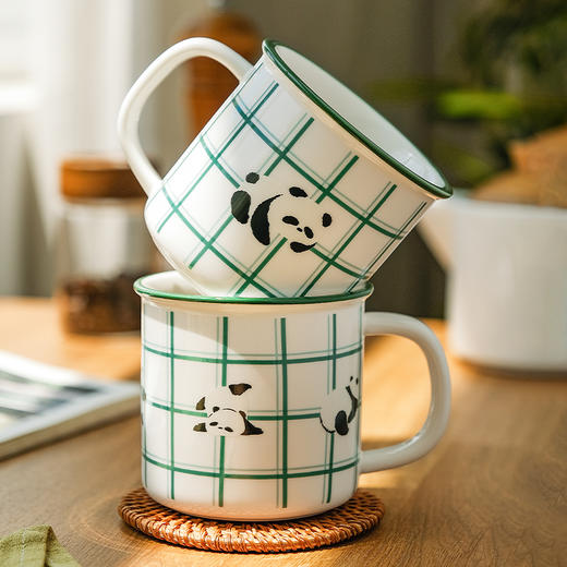 摩登主妇mototo熊猫马克杯女家用杯子宿舍用高颜值水杯可爱陶瓷杯 商品图1