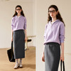 OLrain欧芮儿紫色翻领毛衣女秋季2024年新款通勤百搭套头针织衫 商品缩略图1