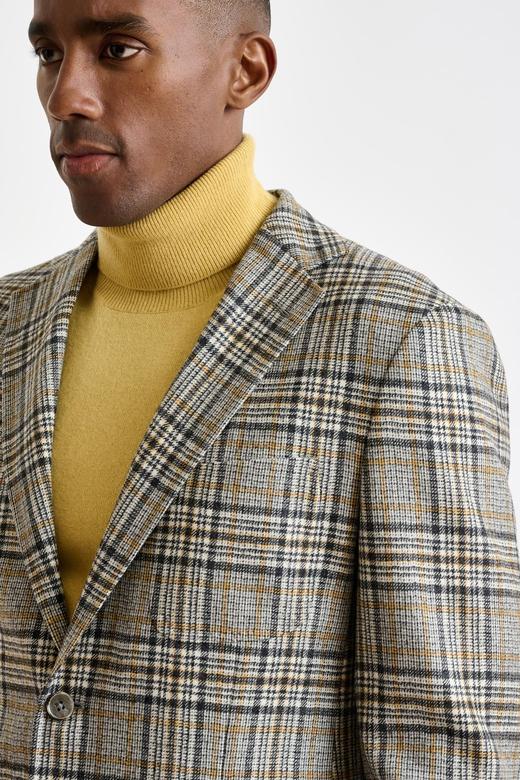 Scabal Escape 澳洲美丽诺羊毛灰色格纹全麻衬单西 商品图4