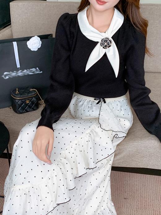 张心子【芭蕾圆舞曲】法式浪漫雪纺波点半身裙中长款女秋装新款裙 U2409061 商品图7