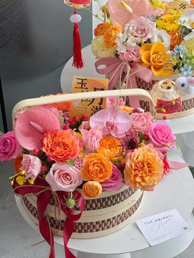 粉色系手提花篮