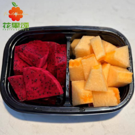 【经典双拼】脆甜哈密瓜+红心火龙果  2拼切盒