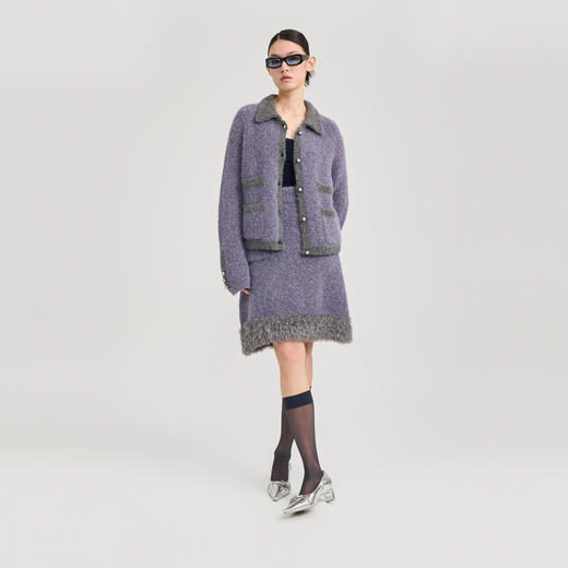 lost in echo2024秋冬新款高级小香风撞色针织衫外套上衣短裙套装 商品图0