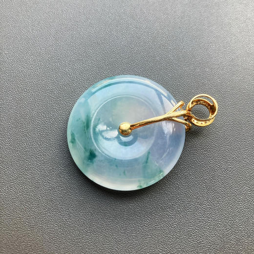 高冰种紫罗兰飘花翡翠平安扣18k黄金钻石镶嵌 商品图3