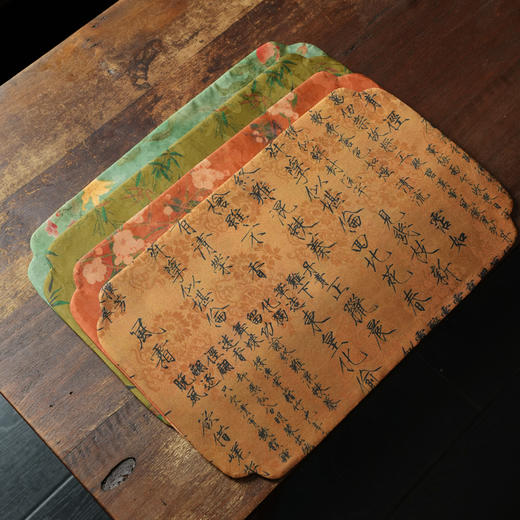 暗香疏影/香云纱/真丝香云纱双面设计干泡茶垫茶席50x30cm 商品图0