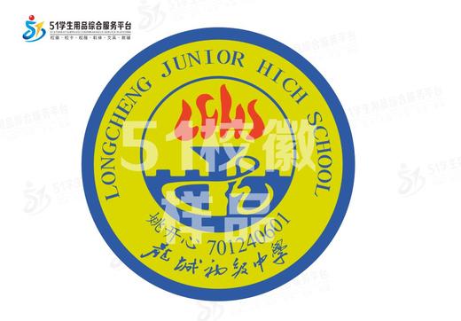 定制深圳市龙岗区龙城初级中学熨烫校徽布标姓名贴胸章缝制包邮51 商品图2