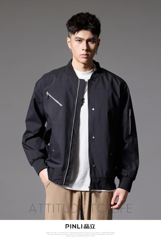 PINLI品立2024秋季新款男士多口袋棒球服宽松立领休闲夹克外套潮GD243104222 商品图0