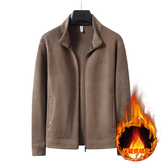 【摇粒绒】【新款DWN】大依优型大码摇粒绒抓绒外套立领休闲男宽松加肥加大码上衣胖子 商品图0