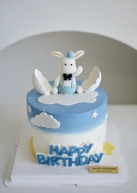 主题奶油蛋糕 | 鲜果原味奶油 - 蓝色兔宝宝