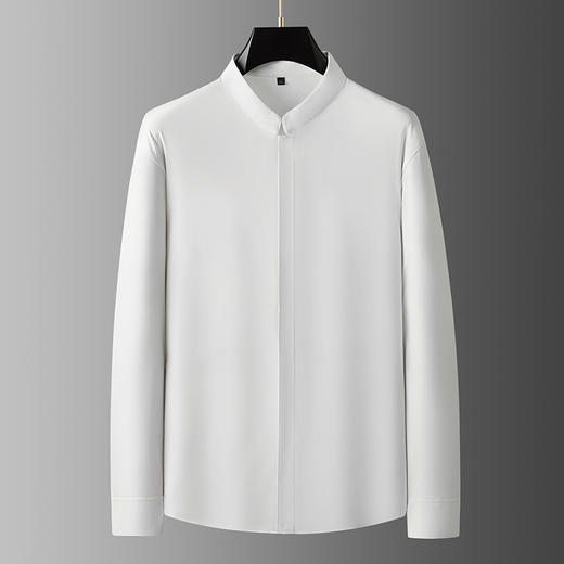 【暗门襟】【新款DDA】大依优型大码长袖衬衫立领加肥加大肥佬休闲商务宽松透气上衣 商品图3