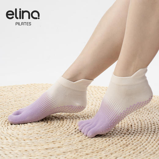 elina一恋2024 高密针织吊染五趾普拉提瑜伽防滑袜ELR2508 商品图3