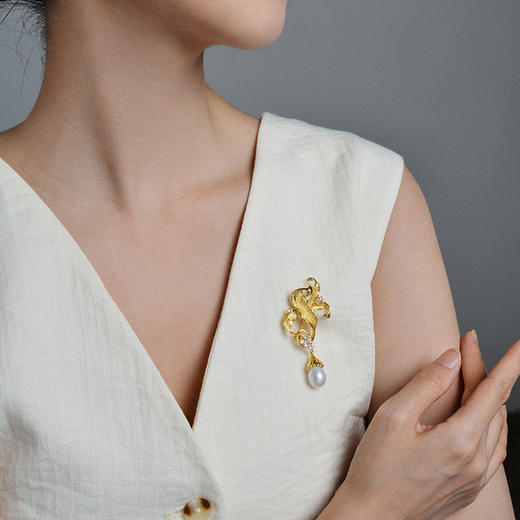 玛芮雅淡水珍珠胸针秋思法式时尚百搭高档礼品送女友 商品图4