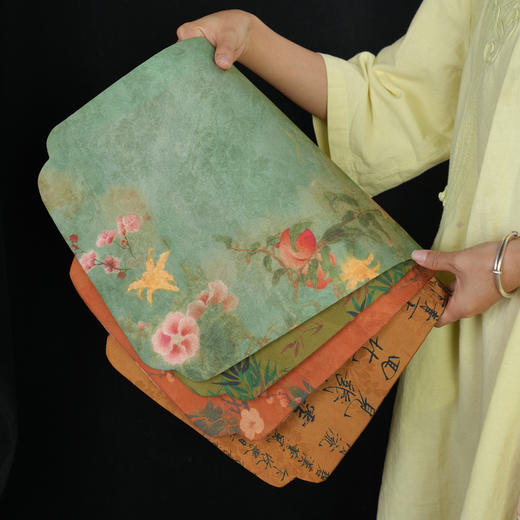 暗香疏影/香云纱/真丝香云纱双面设计干泡茶垫茶席50x30cm 商品图1