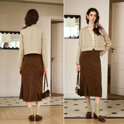 OLrain欧芮儿法式小香风短外套女秋季2024年新款通勤百搭V领上衣 商品图1