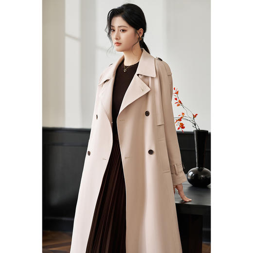 剩L/XL/2XL 米思阳2026春季新品复古时尚直筒风衣翻领外套女4031 商品图4