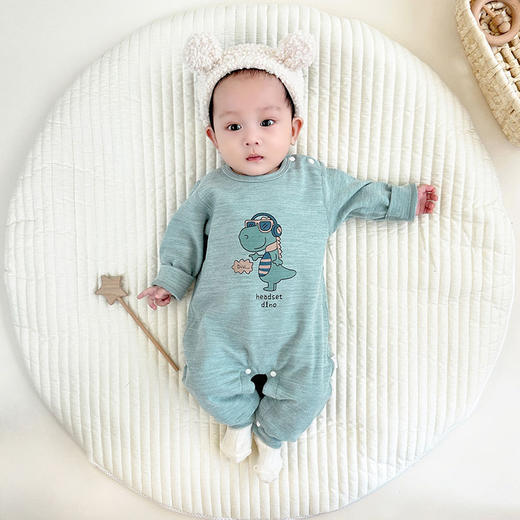 【羊蚕丝德绒哈衣系列，设计师用心创作】宝宝秋季哈衣 德绒婴儿秋冬连体衣 保暖内衣连体衣 儿童加绒打底衣-QQ 商品图9