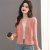 CC-101-36808   V领针织开衫女士2024秋装小个子羊毛短款外搭麻花上衣毛衣外套女 商品缩略图3