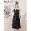 勿忘花黑色气质拼接时尚连衣裙女2024秋季新款假两件收腰显瘦裙子 商品缩略图1
