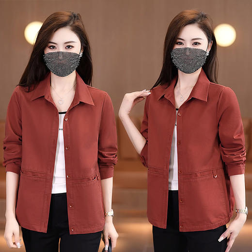YLP-4563时尚休闲短款外套女春秋2024秋季新款宽松显瘦衬衫百搭夹克上衣潮 商品图3