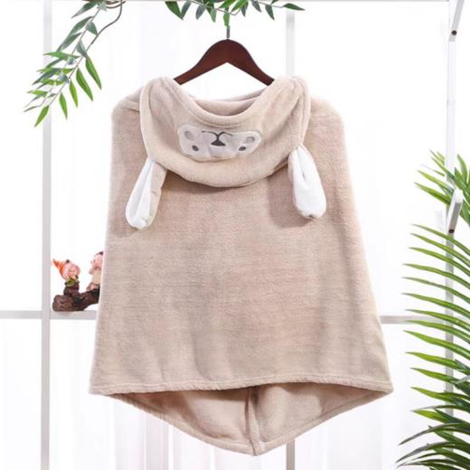 🌸【兔耳朵珊瑚绒斗篷浴巾】✅多款颜色可选，❤️帽子立体耳朵 ✅连帽的斗篷设计，✨扣上暗扣就是小披风空调毯一件，✨家长宝宝都可以用~ 商品图6