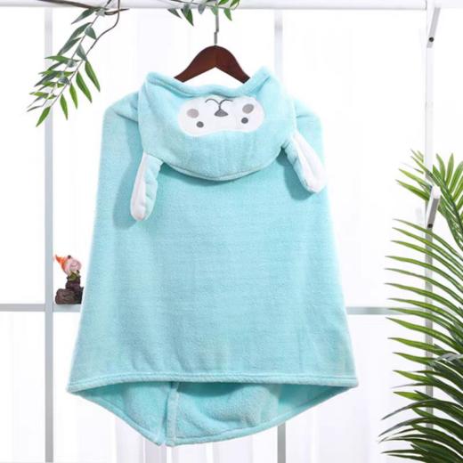 🌸【兔耳朵珊瑚绒斗篷浴巾】✅多款颜色可选，❤️帽子立体耳朵 ✅连帽的斗篷设计，✨扣上暗扣就是小披风空调毯一件，✨家长宝宝都可以用~ 商品图4