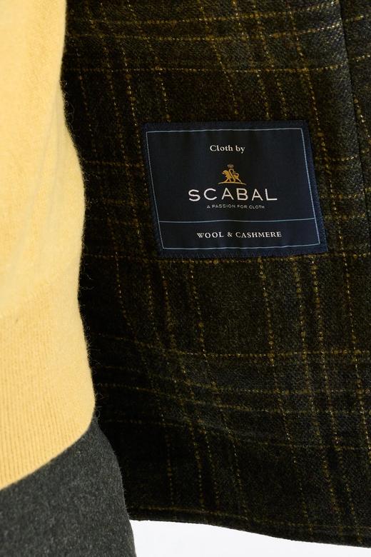 Scabal Escape 羊绒羊毛混织绿色格纹全麻衬单西 商品图5